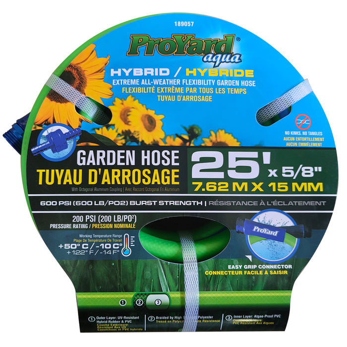 ProYard Hybrid All-Weather Garden Hose 5/8" w/ Aluminum Coupling