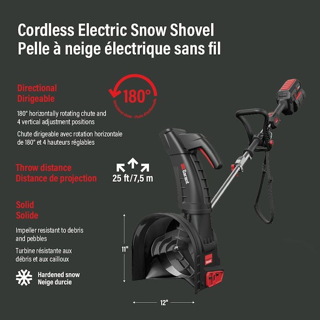 Garant 62V Cordless Electric Directional 12" Snow Shovel Kit