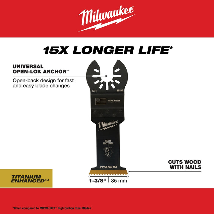 Milwaukee OPEN-LOK Titanium Enhanced Bi-Metal Multi-Material Multi-Tool Blades