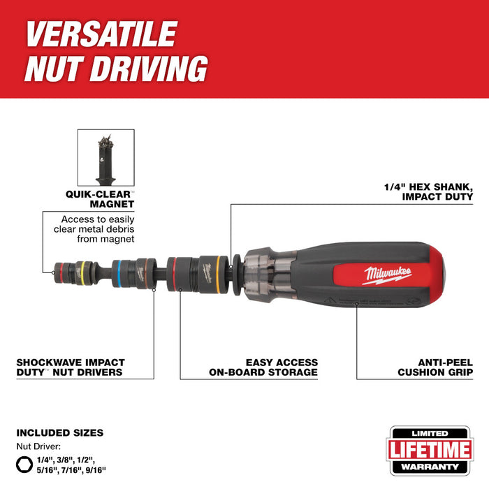 Milwaukee Multi-Nut Driver w/ SHOCKWAVE Impact Duty™ Magnetic Nut Drivers