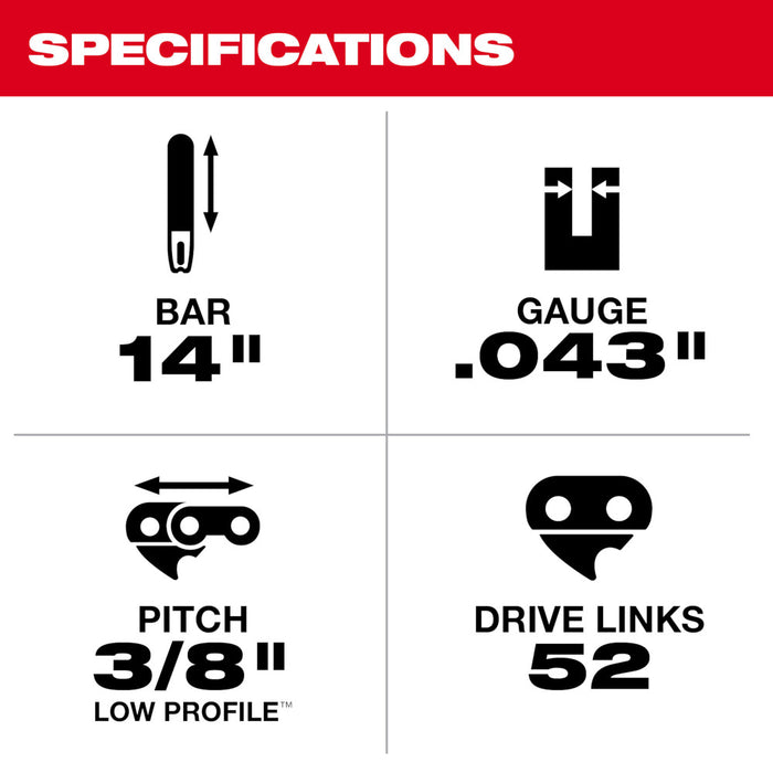 Milwaukee 14" Chainsaw Guide Bar