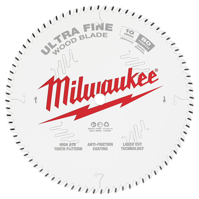 Milwaukee 10" x 80T Ultra Fine Finish Circular Saw Blade