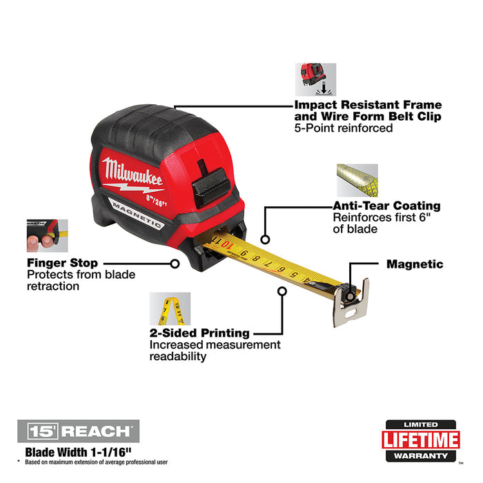 Milwaukee Imperial/Metric Compact Magnetic Tape Measure