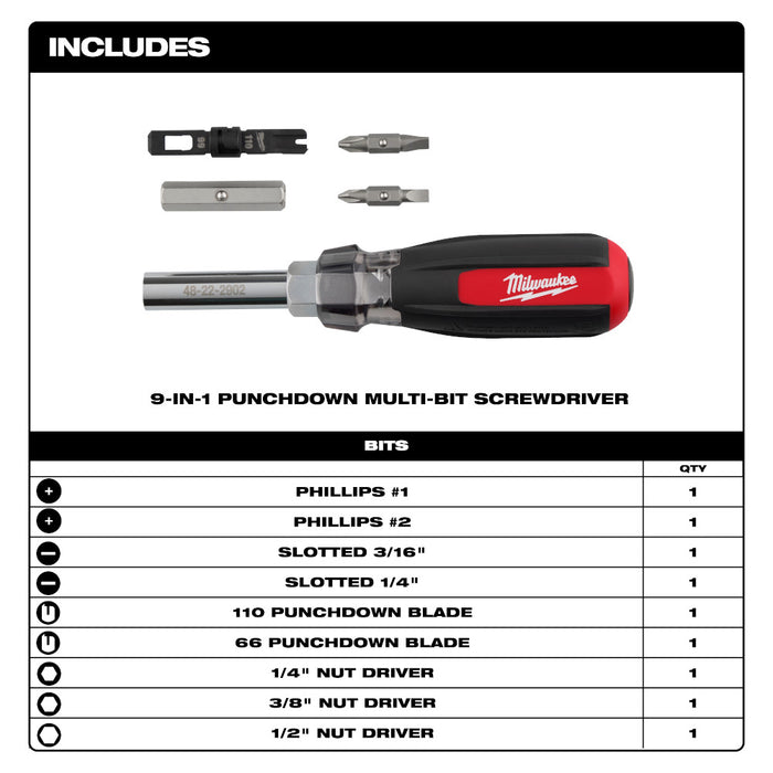 Milwaukee 9-in- Punchdown Multi-Bit Screwdriver