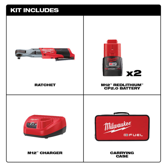 Milwaukee 2558-22 M12 FUEL™ 1/2" Ratchet 2 Battery Kit