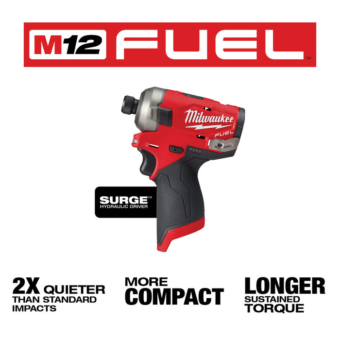 Milwaukee M12 FUEL Cordless SURGE 1/4" Hex Hydraulic Driver - Tool Only