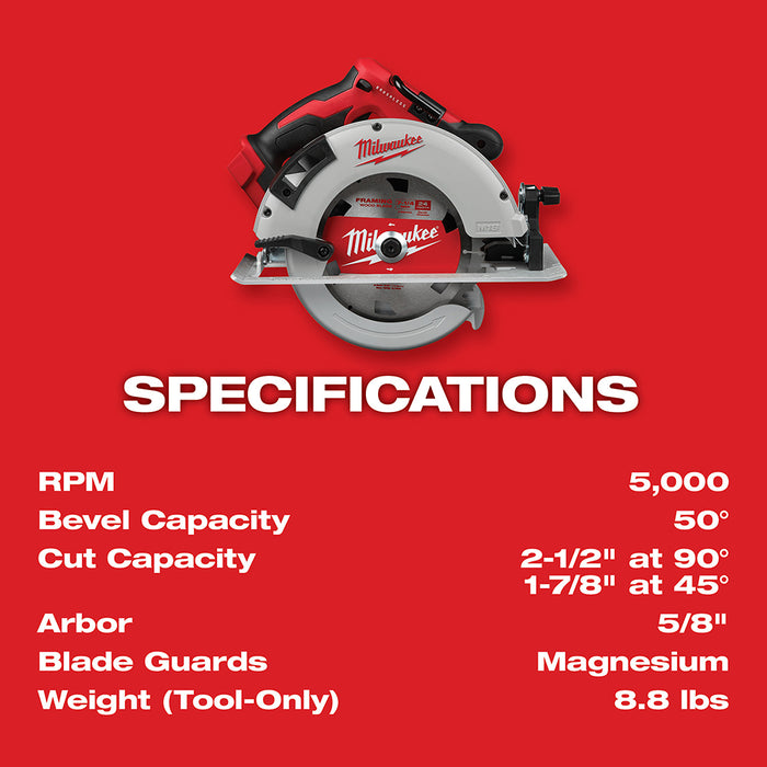 Milwaukee M18 Cordless 7-1/4" Circular Saw - Tool Only