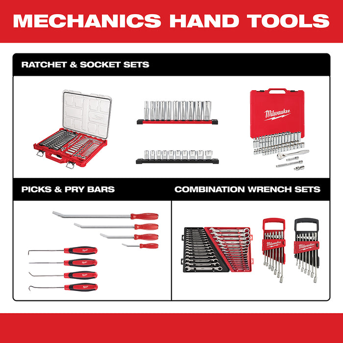 Milwaukee 7PC Ratcheting Combination Wrench Set - SAE