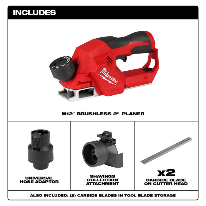 Milwaukee M12 Brushless 2" Planer - Tool Only