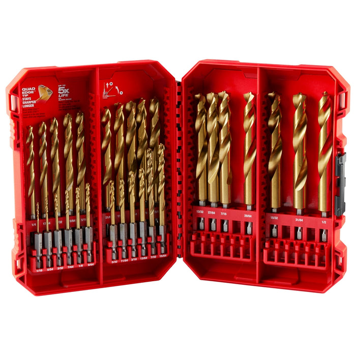 Milwaukee 29 pc. SHOCKWAVE Impact Duty™ RED HELIX™ Titanium Drill Bit Set