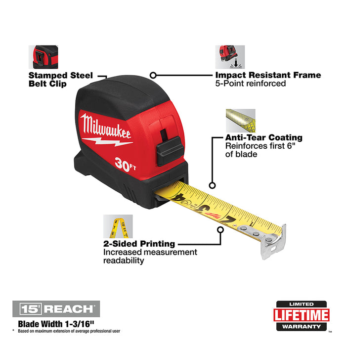 Milwaukee Imperial Compact Wide Blade Tape Measure