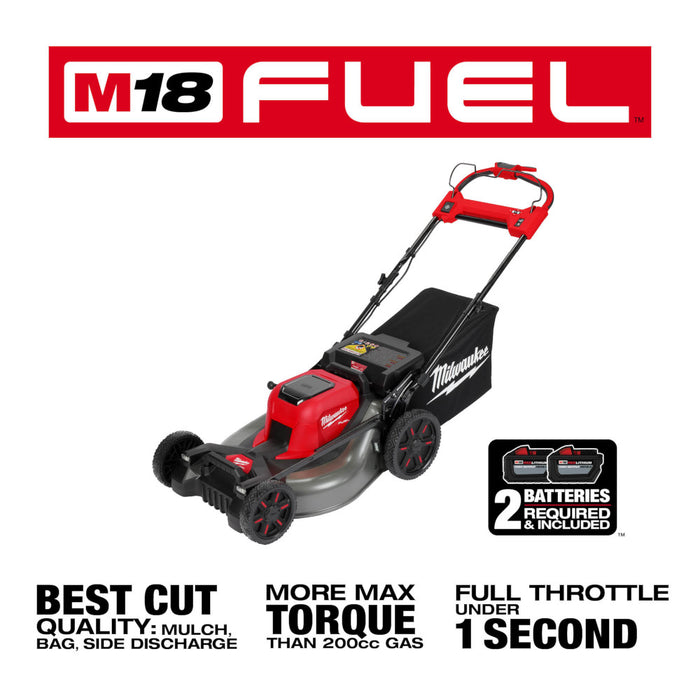 Milwaukee M18 FUEL Cordless 21" Self-Propelled Dual Battery Mower Kit