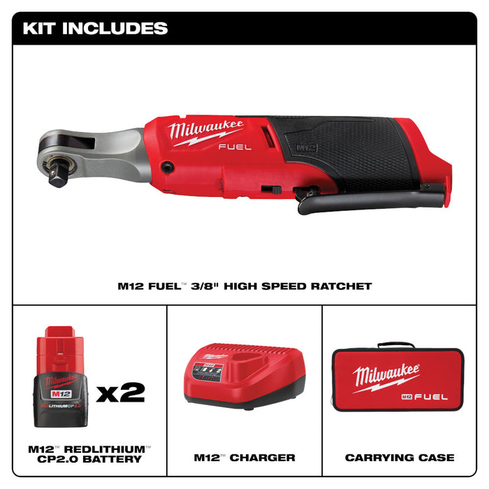 Milwaukee M12 FUEL 3/8" High Speed Ratchet Kit