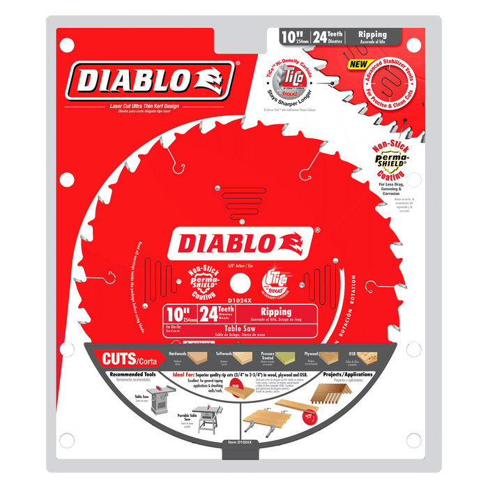 Diablo 10" x 24T Ripping Saw Blade For Wood