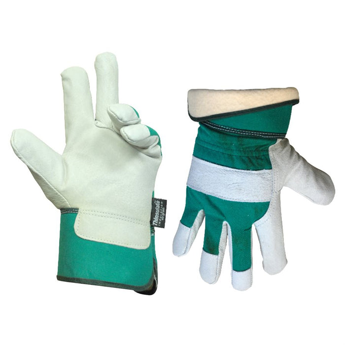 12PK Pigskin Leather Gloves With Fleece Lining Rubberized Cuff (OSFA)