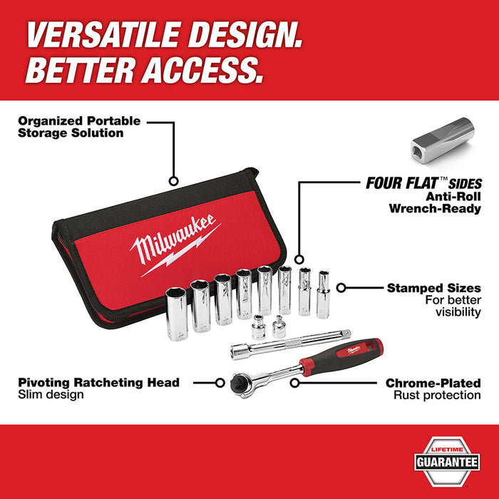 Milwaukee 12-Piece 3/8" Drive Metric Socket Set