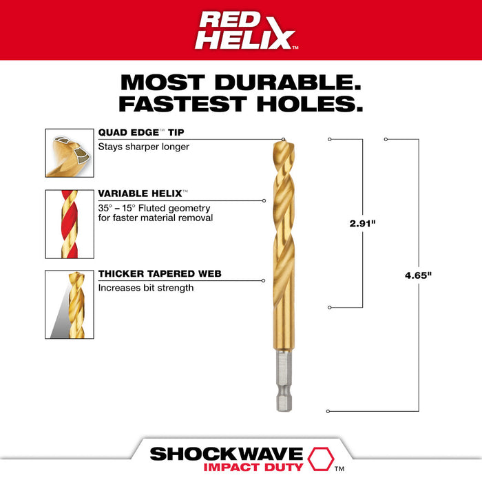 Milwaukee SHOCKWAVE Impact Duty RED HELIX Titanium Drill Bit