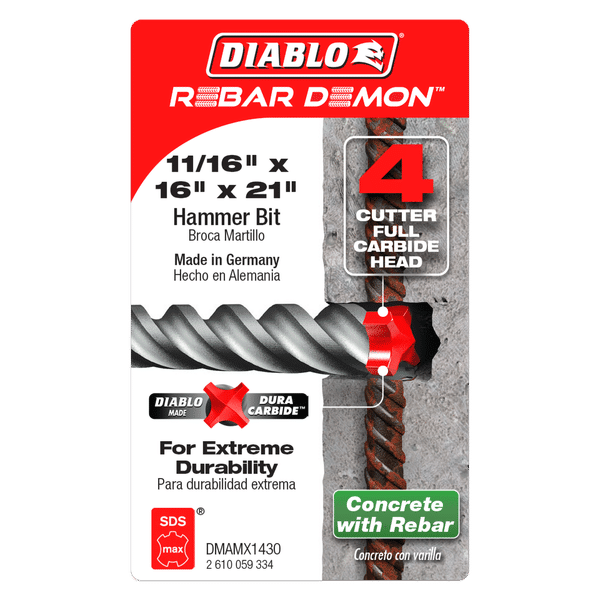 Diablo Rebar Demon™ SDS MAX 4-Cutter Carbide Tip Hammer Drill Bit