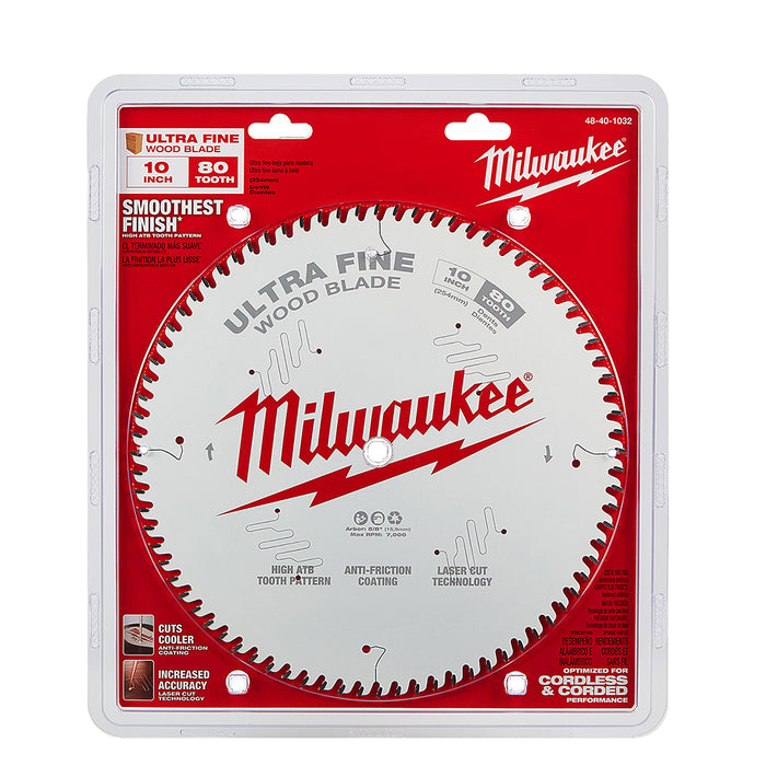 Milwaukee 10" x 80T Ultra Fine Finish Circular Saw Blade
