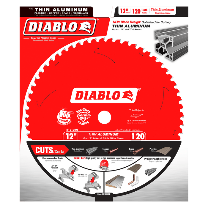 Diablo 12" x 120T Aluminum Saw Blade For Thin Non-Ferrous Metal