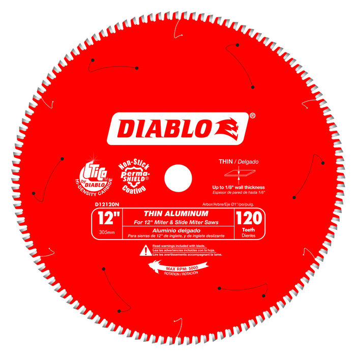 Diablo 12" x 120T Aluminum Saw Blade For Thin Non-Ferrous Metal