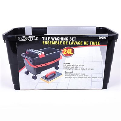 Tooltech Grout Cleaning Bucket Kit 24L Twin-Roller & Hydra Sponge Float