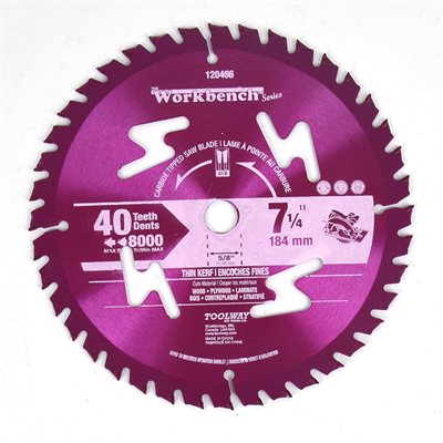 Tooltech Saw Blade Carbide Tipped 7-¼" 40T Thin Kerf