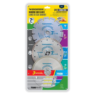 Tooltech 3 pc. Diamond Saw Blade Set (Segmented/Turbo/Continuous) - 7"