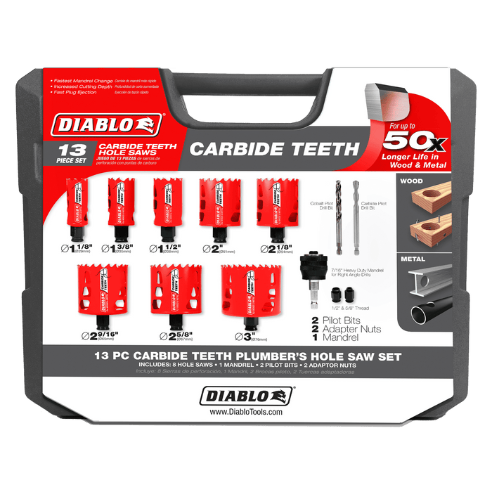 Diablo 13 pc. Carbide Teeth Hole Saw Set For Plumbers