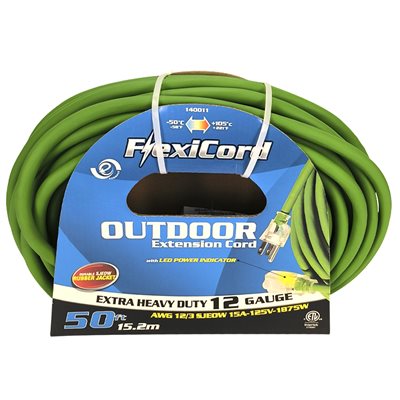 Outdoor SJEOW Extension Cord Lighted Single Tap Green