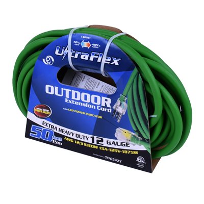 Outdoor SJEOW Extension Cord Lighted Single Tap Green