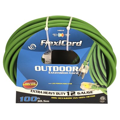 Outdoor SJEOW Extension Cord Lighted Single Tap Green