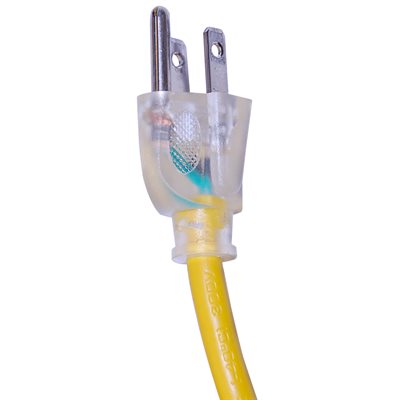 Outdoor SJTW Extension Cord Lighted Single Tap Yellow