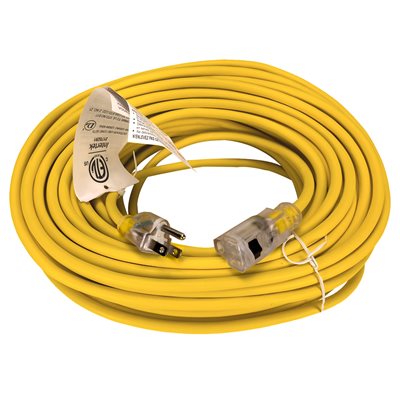 Outdoor SJTW Extension Cord Lighted Single Tap Yellow