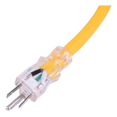 Indoor/Outdoor SJTW Extension Cord Lighted Single Tap Yellow