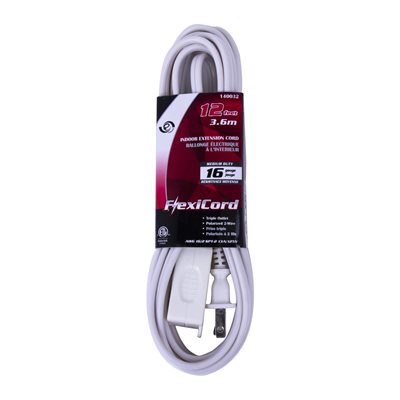 SPT-2 Indoor 16/2 Extension Cord 3-Tap White