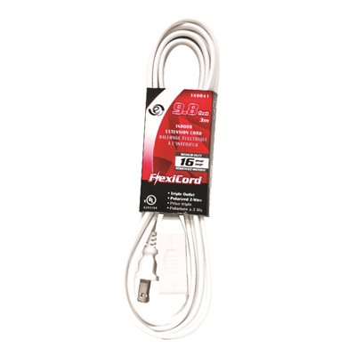 SPT-2 Indoor 16/2 Extension Cord 3-Tap White