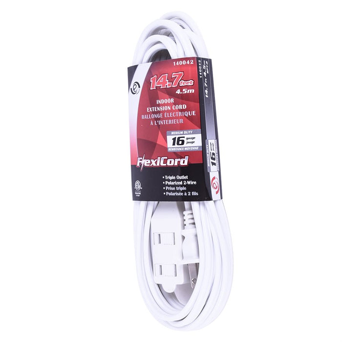 SPT-2 Indoor 16/2 Extension Cord 3-Tap White