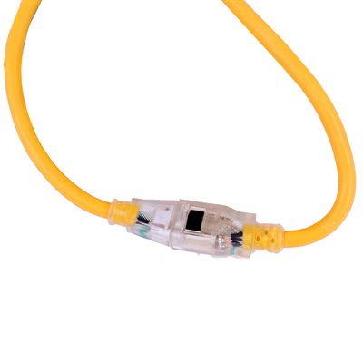 Outdoor SJTW Extension Cord Lighted Single Tap Yellow