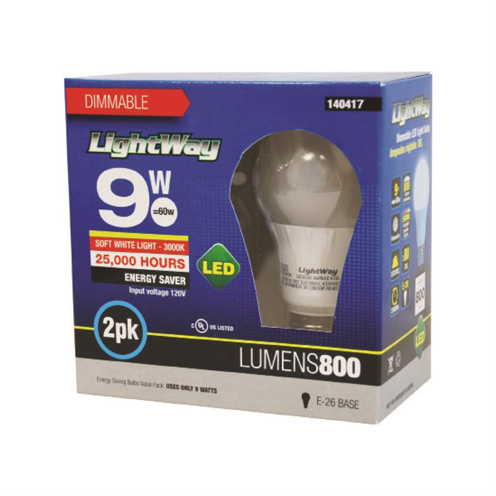 2PK A19 LED Dimmable E26 Bulb Soft White