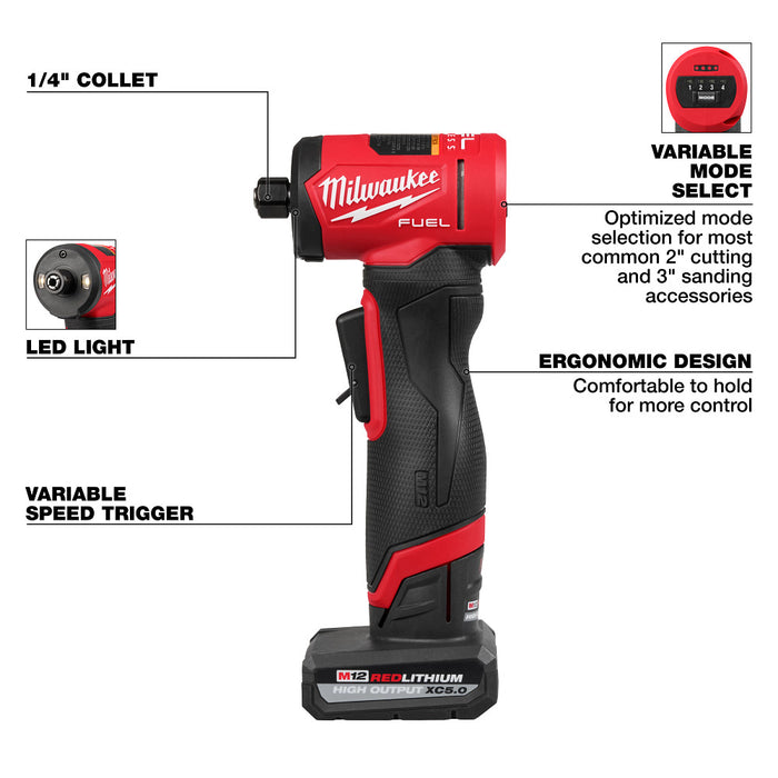 Milwaukee M12 FUEL 1/4" Right Angle Die Grinder Kit