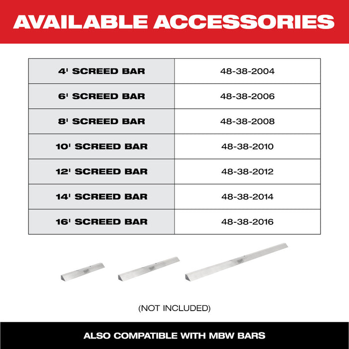 Milwaukee MX FUEL Vibratory Screed Kit