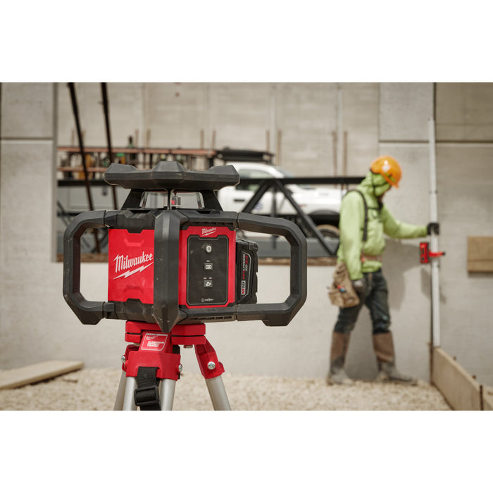 Milwaukee M18 Red Exterior Rotary Laser Level Kit w/ Receiver, Tripod, Grade Rod