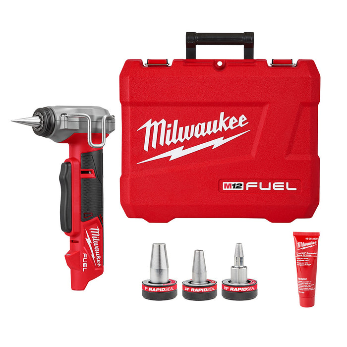 Milwaukee M12 FUEL Cordless ProPEX Expander w/ 1/2"-1" RAPID SEAL ProPEX Expander Heads  - Tool Only