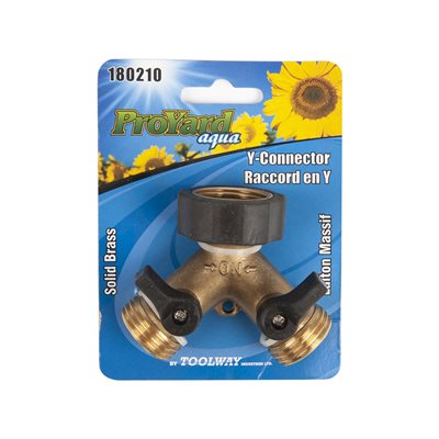 ProYard Brass Hose Y Control Valve w/ Shut-Off Levers