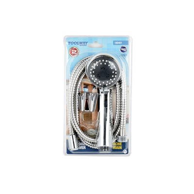 2-Pattern ABS Chrome Hand Shower 1.5m Flexible Hose w/Wall Mount