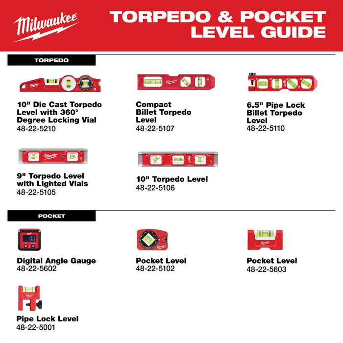 Milwaukee 9" Torpedo Level w/ Lighted Vials