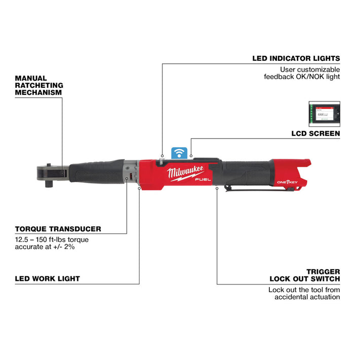 Milwaukee M12 FUEL™ 1/2" Digital Torque Wrench with ONE-KEY™