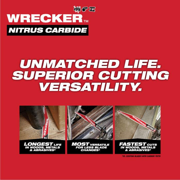 Milwaukee SAWZALL® The WRECKER with NITRUS CARBIDE Blade (5PK) - 9"