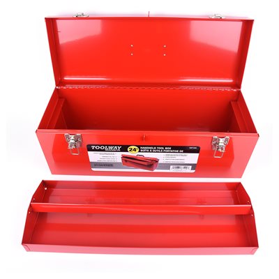 Red Steel 24" Toolbox With Lid